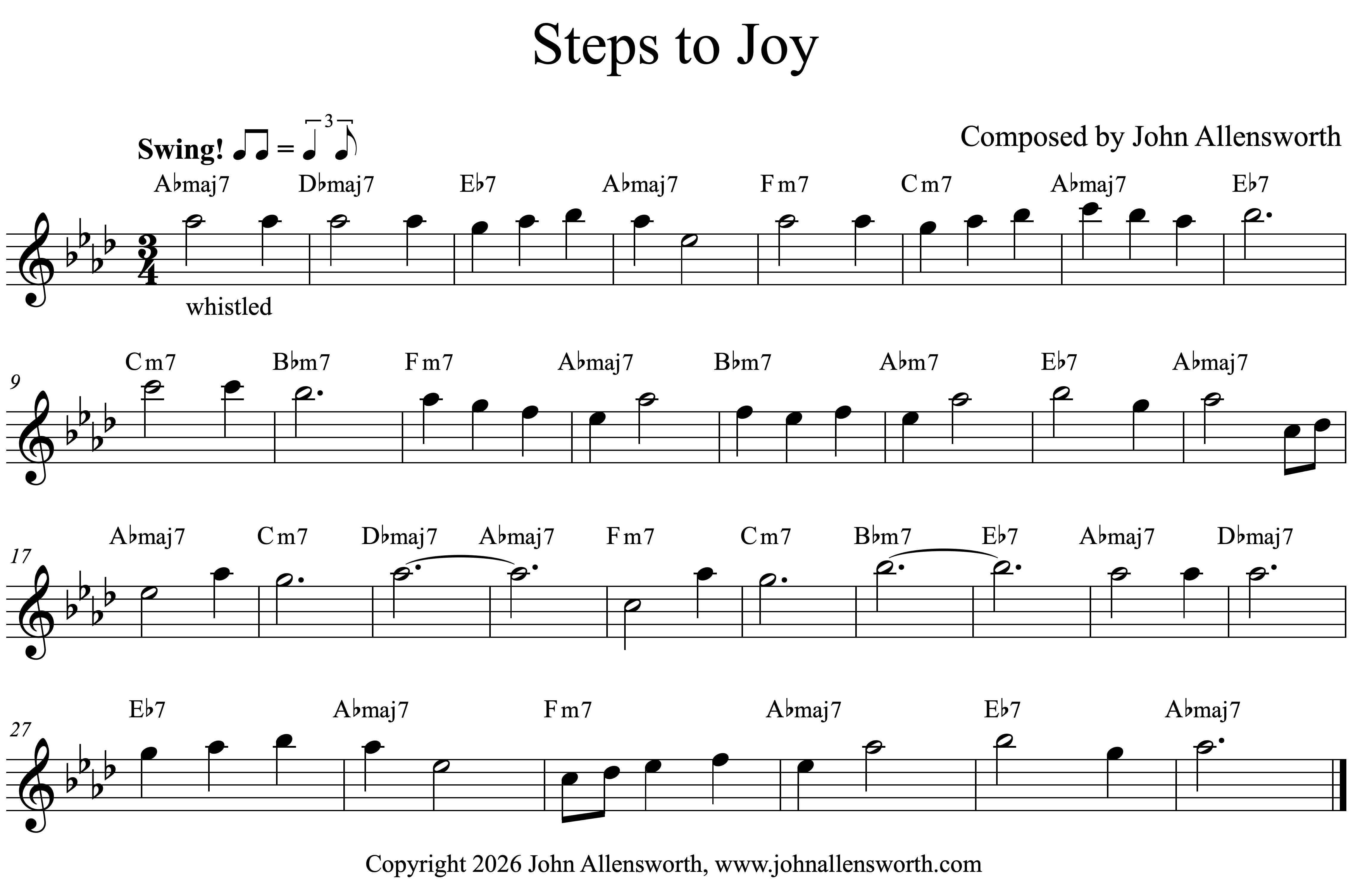 Steps to Joy, jazz version, composed by John Allensworth, copyright 2026